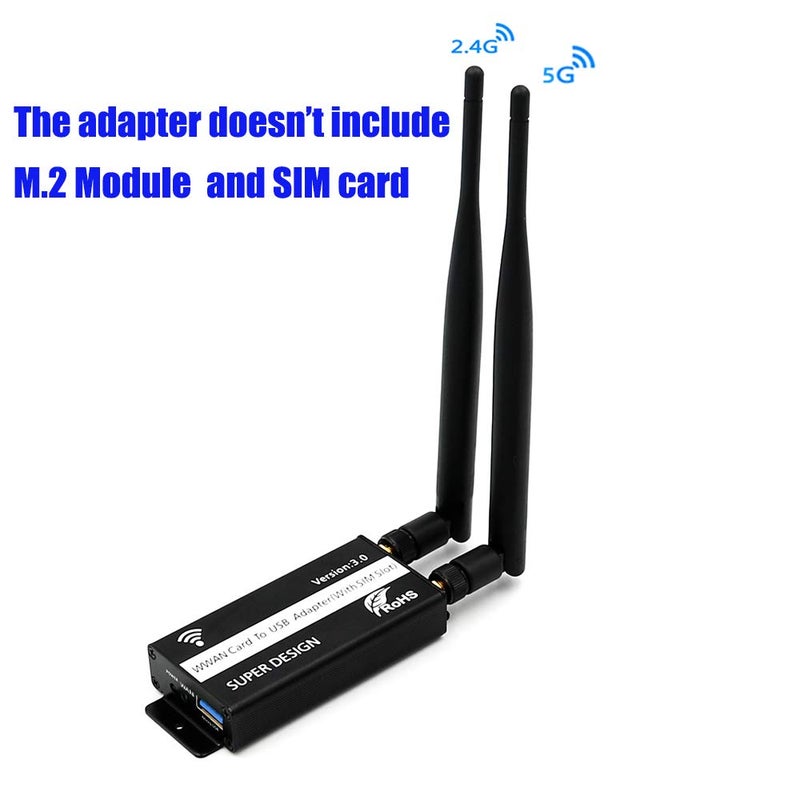 Mustpoint M.2 to USB 3.0 Adapter with SIM Card Slot for WWAN/LTE/4G Module - Image 1